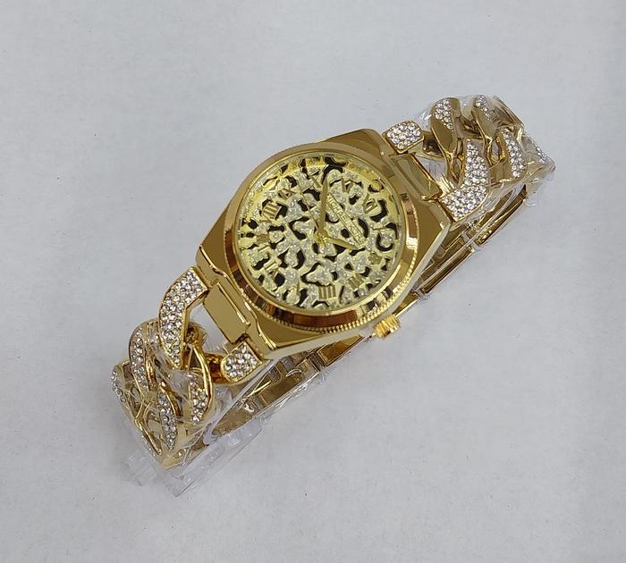 Jam Tangan Pria Wanita Unisex Analog Stainless Steel Michael Kors Lennox Animal Pave Curb Link Strap