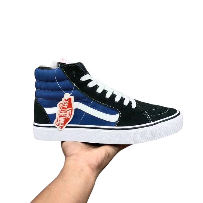 Sepatu Vans Old Skool SK8 High Biru Hitam Kasual Casual Shoes
