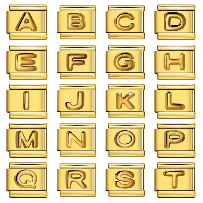 [HURUF Gold] Base Gold Italian Bracelet Charm Letters Alphabet Emas Stainless Gelang italy bracelets