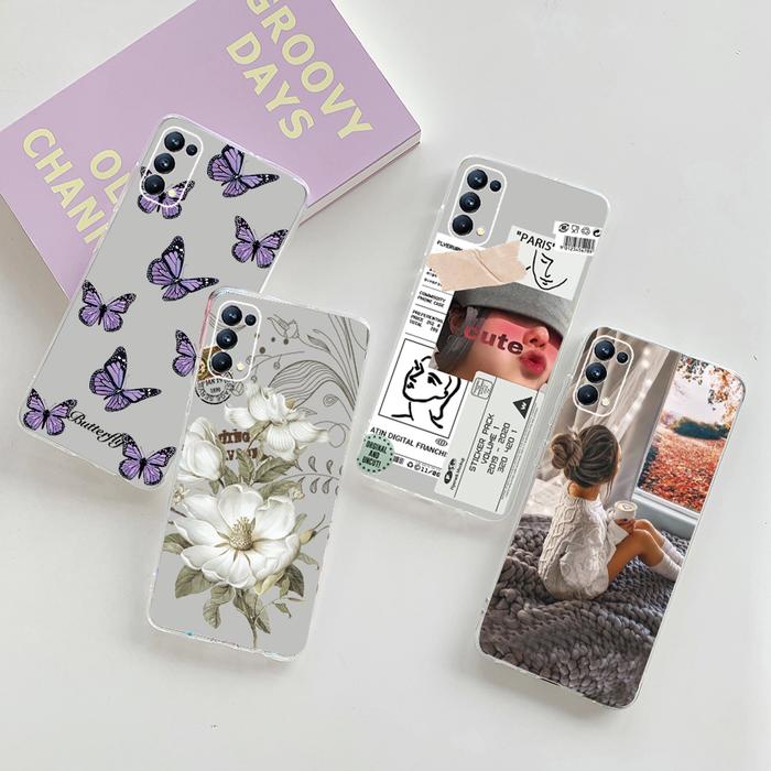 Case For Oppo Reno5 5G Reno 5 pro Cute Case Clear Painting Soft