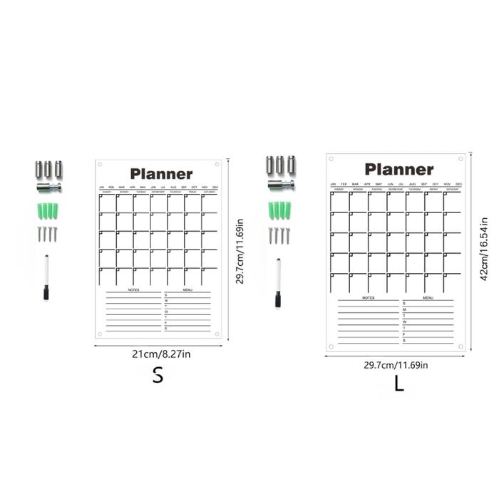 Acrylic Whiteboard Calendar Monthly Weekly Planner Clear Board for