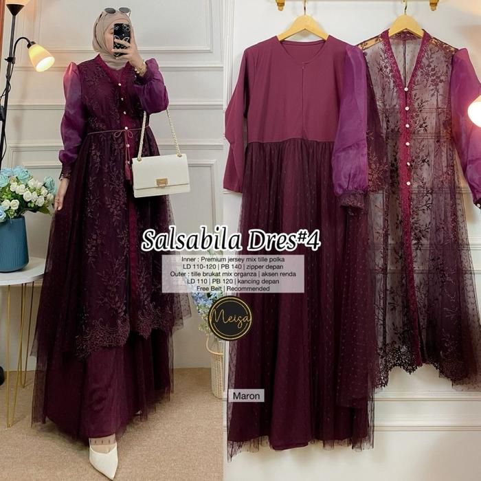 Salsabila Dress / Gamis Pesta / Gamis Merah / Gamis Kondangan / Dress Wanita