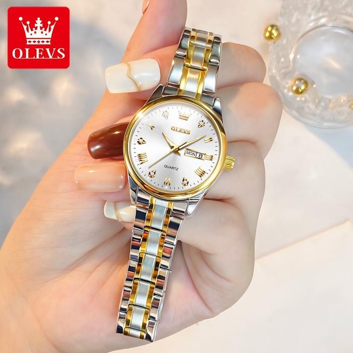 OLEVS Jam Tangan Wanita Anti Air Original Cewek Kalender Bercahaya