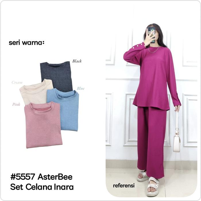 SETELAN INARA ASTERR 5557 POLOS FASHION BUTIK.BUNRIZ BUSANA MUSLIM WANITA