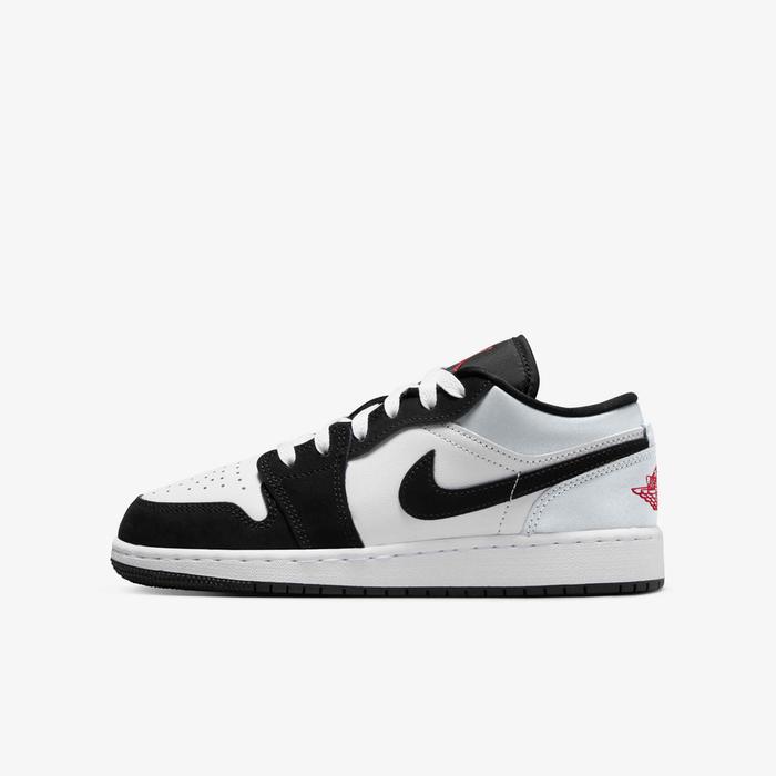 sale Nike Air Jordan 1 Low Sneakers GS Kids White Black Matte Silver Original Authentic