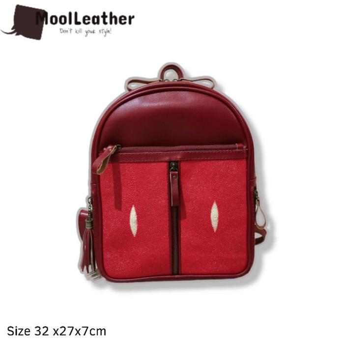 Mool Leather Verona Backpack Wanita Tas Gendong Asli Kulit Ikan Pari Ransel Sekolah Premium Size 32x