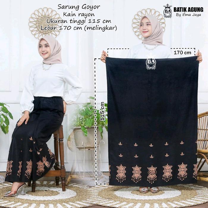 SARUNG GOYOR ABG MOTIF PINTU ACEH HITAM MANIS //POLOS HITAM // WAYANG // PAGAR ALAM // HONOCOROKO MO