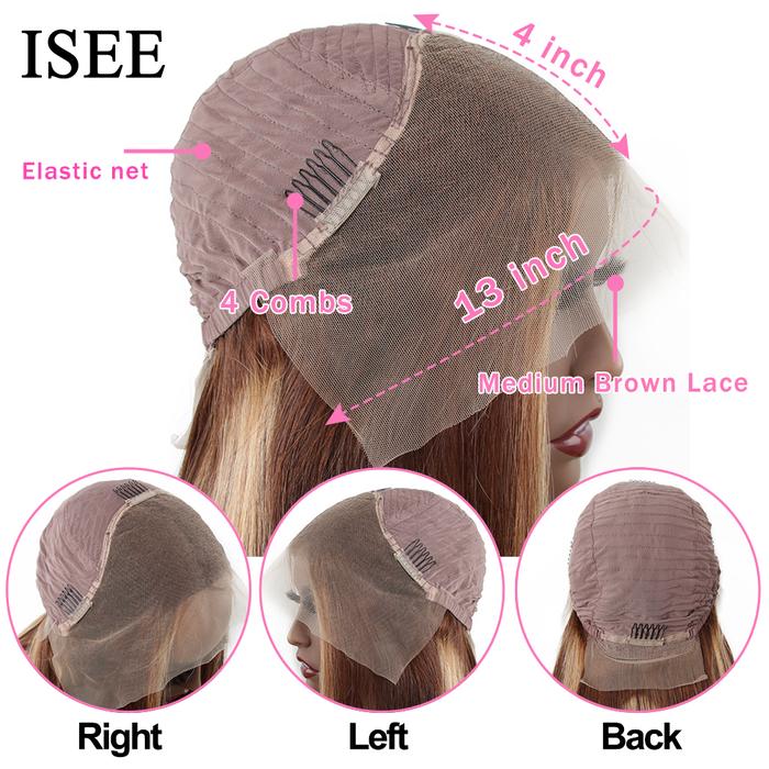 ISEE Wig Rambut Ombre Rambut Wig Rambut Manusia untuk Wanita Wig