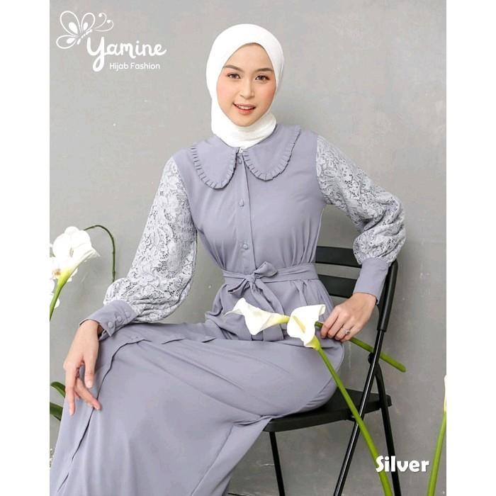 Baju Gamis Syari Wanita Andini Maxy Dress Jumbo Dres Remaja Kekinian Terbaru Bahan Wollycrep Warna N