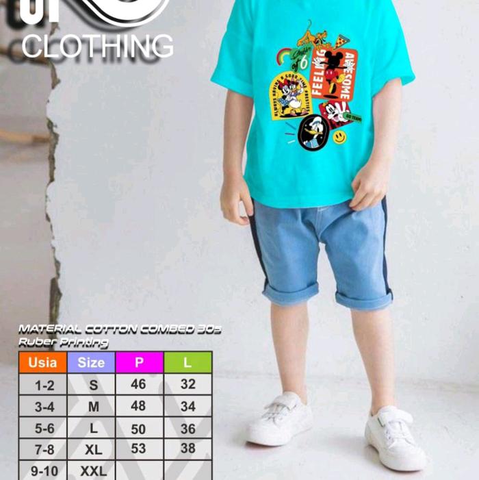 kaos anak bahan combed 30's paket usaha 4 pcs