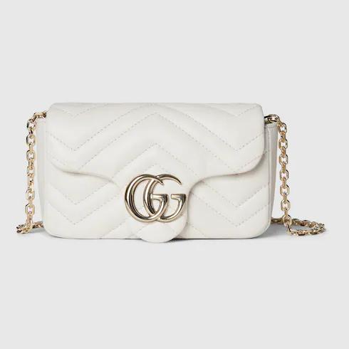 Tas messenger,Tas Premium Wanita,GG Marmont mini shoulder bag,white