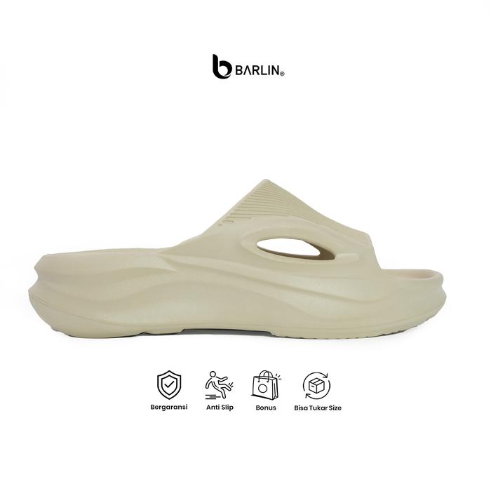 Barlin Mova Khaki - Sandal Pria Recovery Nyaman Ringan Sol Phylon Support Pemulihan Anti Slip Empuk