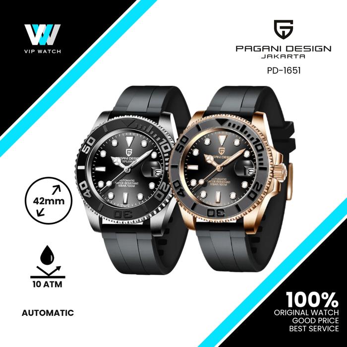 PAGANI DESIGN PD-1651 Automatic Men's Watches 40mm Two-Tone Stainless Steel Fashion Wrist Watch with