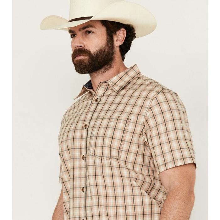 KEMEJA PRIA CODY JAMES MEN'S ADIOS PLAID PRINT SHORT SLEEVE BUTTON-DOWN WESTERN SHIRT ORIGINAL