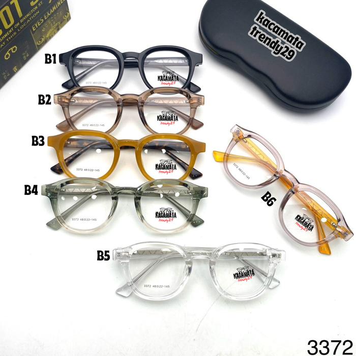 Frame Kacamata Bulat 3372 Unisex // Lensa Antiradiasi,Blueray,Photocromic,Bluecromic