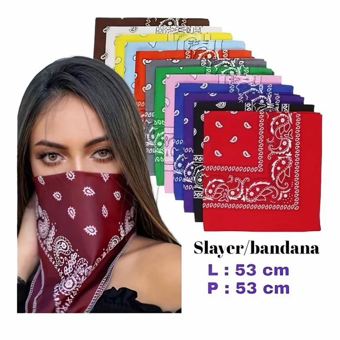 SAPU TANGAN MULTIFUNGSI SLAYER BATIK BANDANA SLAYER KAIN SCARF HIPHOP SCUARE dengan Desain Bandana M