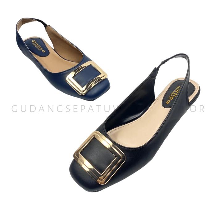 Gratica Sepatu Wanita Sandal Flat Tali Kulit Sintetis