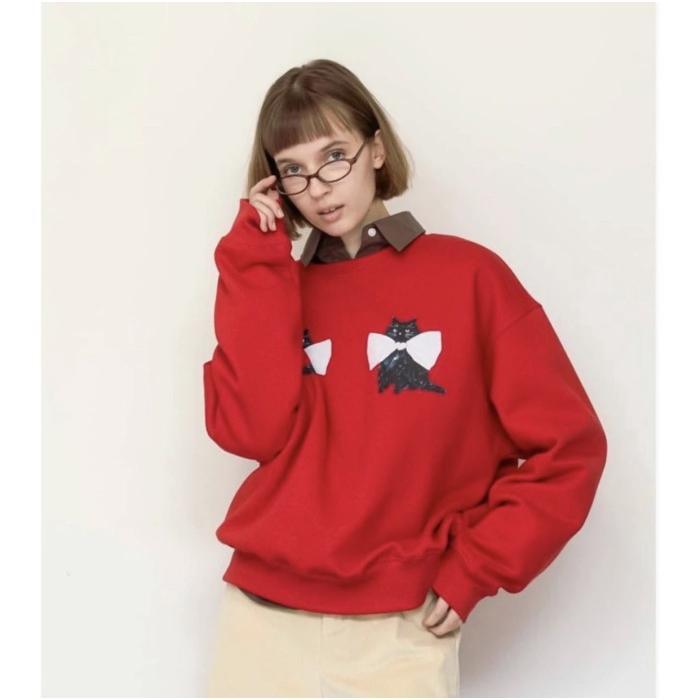 RONRON Ribbon Cats Sweatshirt Korea