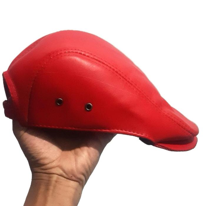 Topi Pet Pelukis Topi Copet Kulit Asli Pria Garut Warna Merah