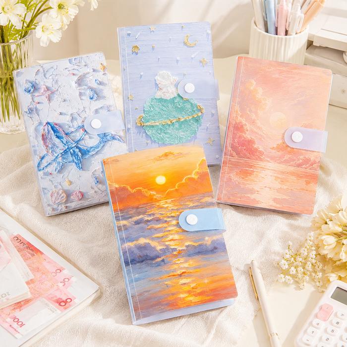 Buku Simpanan Uang Lukisan Monet - Plastik Transparan, Tempat Rupiah & Album Kenangan, Alat Menabung