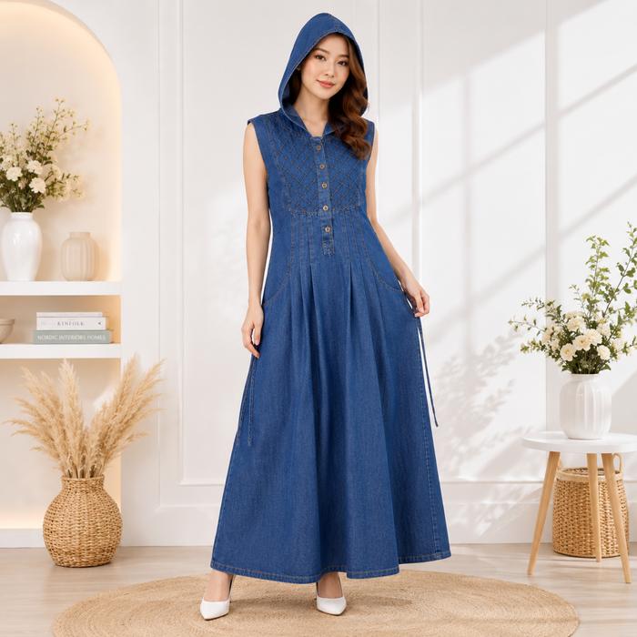 Obral Gamis Jeans Tanpa Lengan Wanita