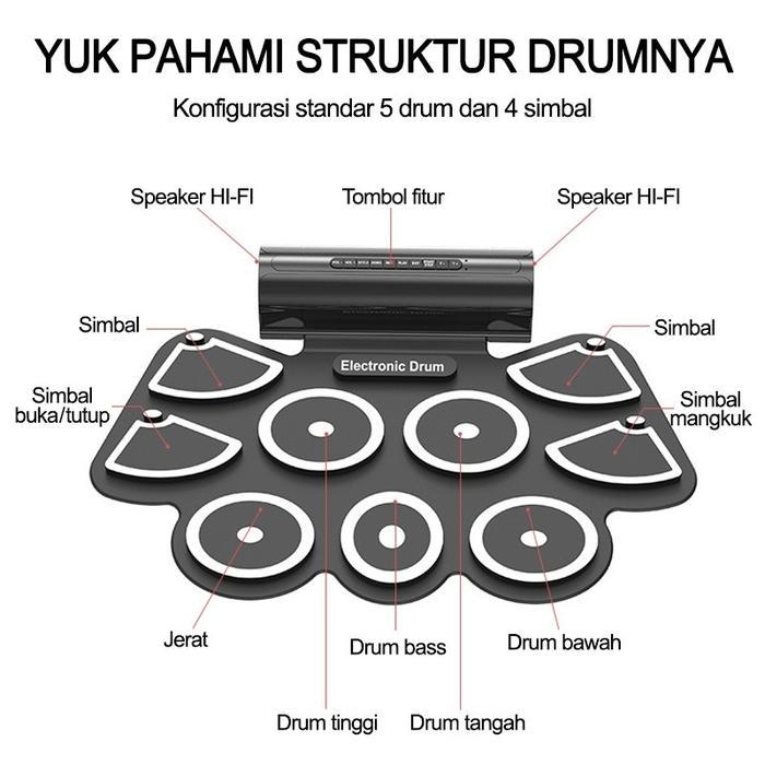 Sale! - Set Drum/Set Drum Elektronik/Set Drum Set Lipat Nyaman/Set Drum Pemula Latihan Anak-Anak