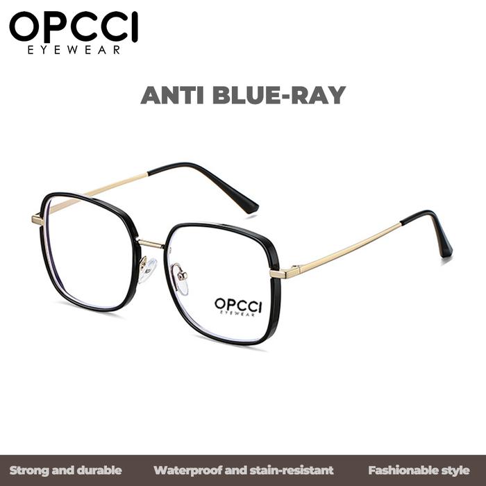 OPCCI Kacamata Antiradiasi Bluaray Sinar Biru Style Kotak Bahan TR90+Metal Kuat Kokoh Bisa Minus Pho