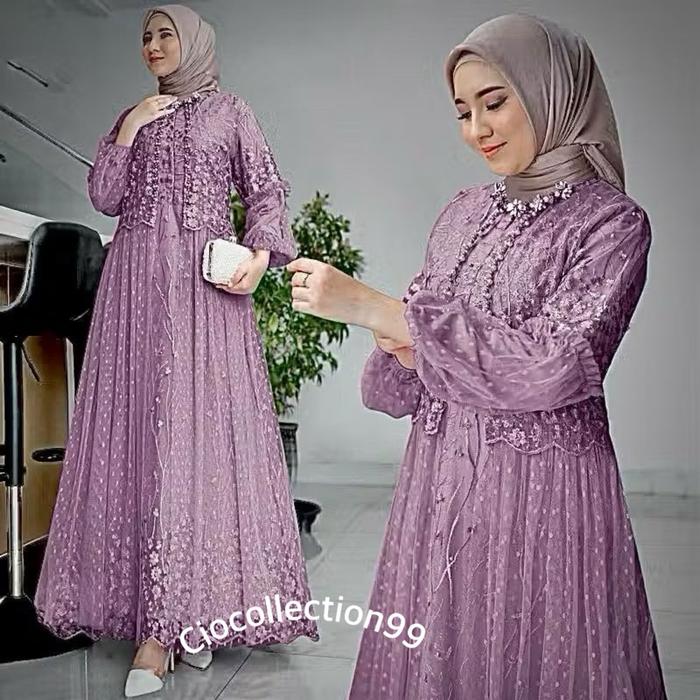 Chandra Kassa Mall Maxi Bianka Gamis Pesta Brukat Dres Kondangan Remaja Wanita Kekinian Gamis Brukat