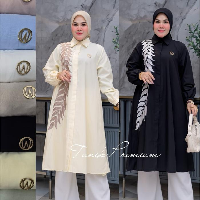 Winody Tunik Premium Katun Oxford Baju Kancing Depan Full Lingkar Dada 112 cm Panjang 120 cm Bahan A