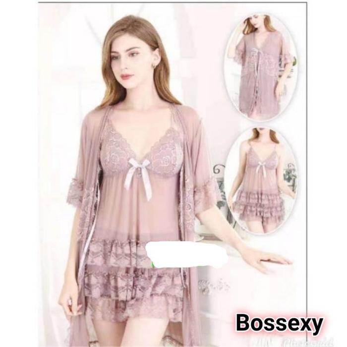 Pakaian Dalam Kimono Set Lingerie Elegan Premium Livyna Import