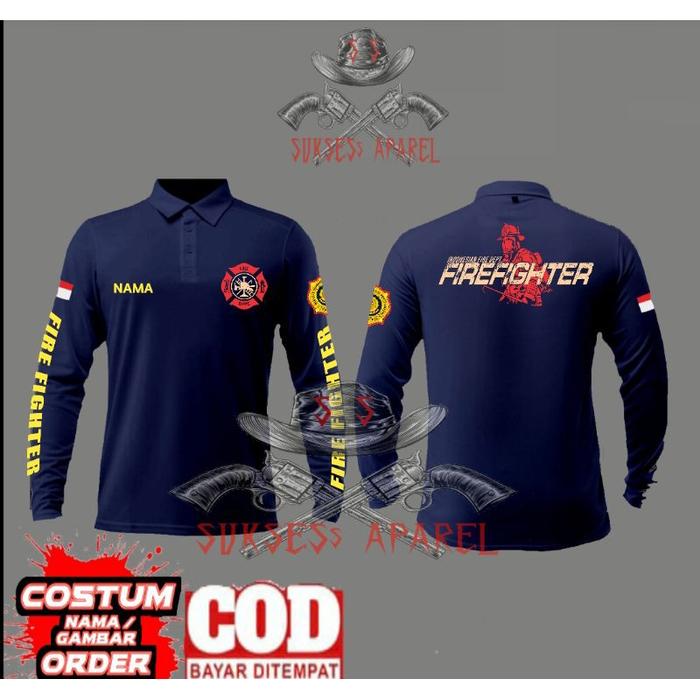 kaos fire fighter polo lengan panjang/pemadam