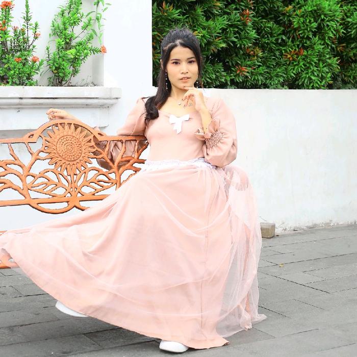( tile ) GAUN VINTAGE ,gaun dress premium gaun dewasa elegant mix renda dan tile