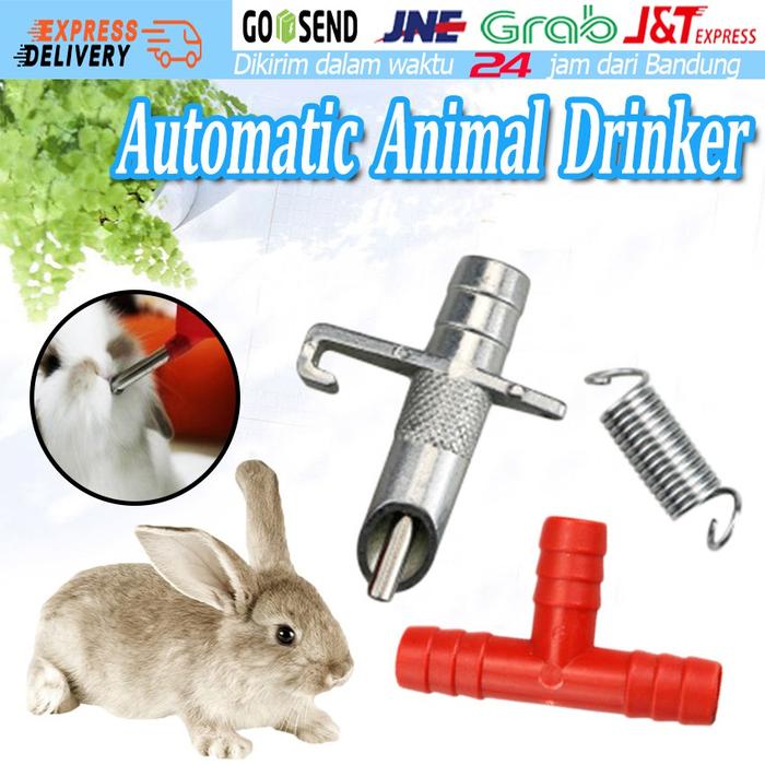 PAKET Alat Minum Dot Nipel Kelinci Otomatis / Paralel Kelinci Kucing Nipple Drinker Stainless