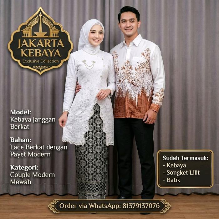 Jakarta Kebaya Exclusive Collection Kebaya Janggan Berkat Couple Modern Mewah dengan Lace Berkat Pay