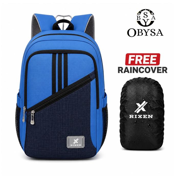 Tas Ransel Backpack RIXEN Original Tas Sekolah Kuliah Kerja Laptop - Bahan Cordura FREE Raincover Ja