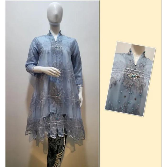TERBARU -TUNIK KEBAYA BAHAN BROKAT BORDIR APLIKASI PAYET MUTIARA-BROKAT KEBAYA MODERN MODEL TUNIK-BR