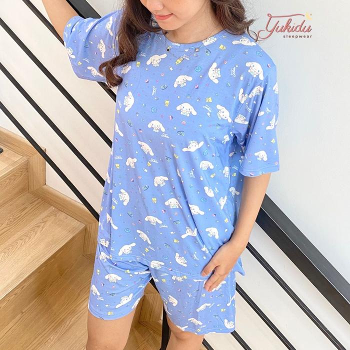 Yukidu Sleepwear Setelan Piyama Dewasa Cinnamoroll Milk Bamboo Organik