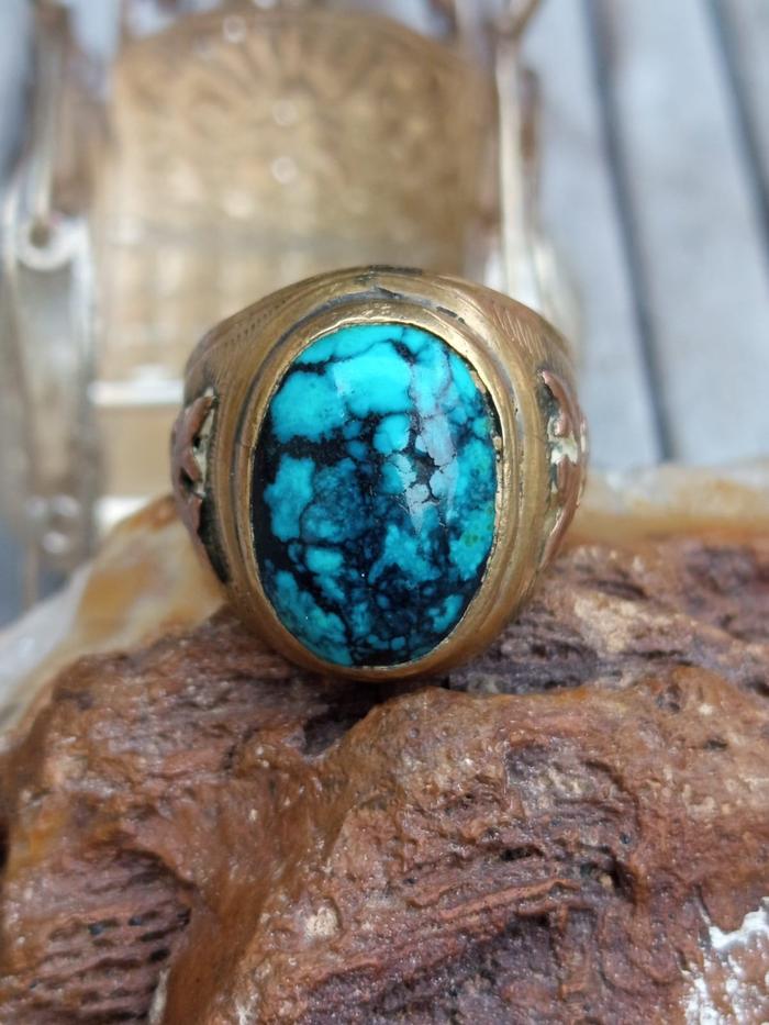 Natural Pirus Hubei Biru Top Color Ring Kuningansari Ukir