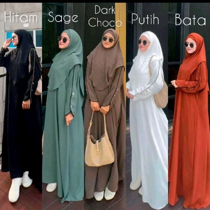 Gamis abaya polos arumi set hijab- dress arumi set hijab-abaya arumi set hijab