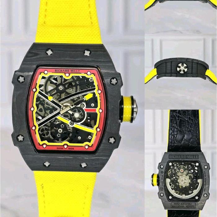 Jam Tangan HwRichardMille RM67 Swiss Automatic Movement Yellow Dial Carbon