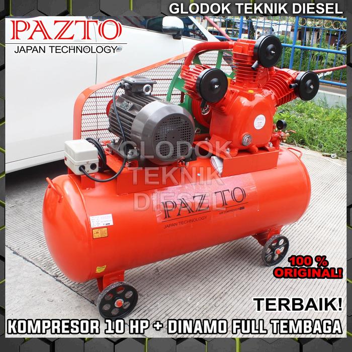 PAZTO Kompresor Angin 10 HP + Dinamo Motor Tembaga Compressor ORIGINAL TERBAIK