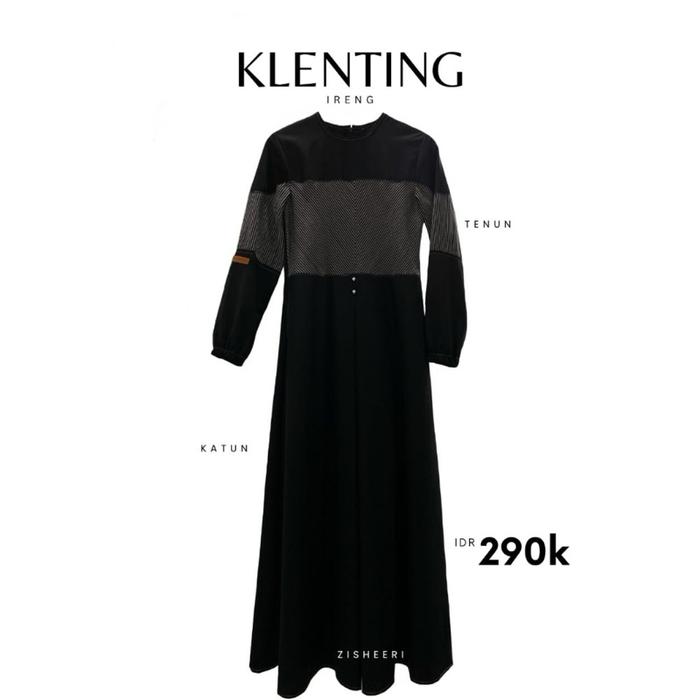 Zisheeri Klenting Ireng Dress Bahan Toyobo mix Tenun Adem