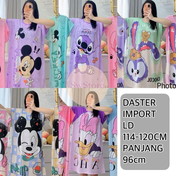 Sleewear Baju Tidur Wanita Daster Dress Jumbo Import Premium Motif Karakter kartun