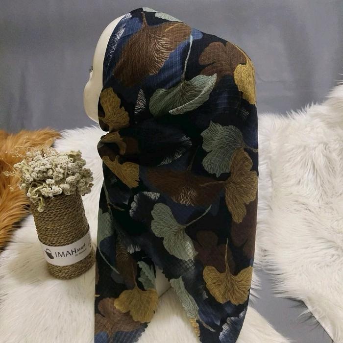 Hijab Imah scarf berbahan viney akira dobby berserat kotak2 timbul tepi di laser cut rapih bisa di p