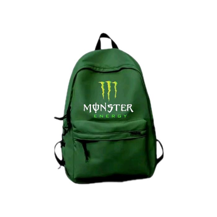 Monster Energy Tas Ransel Hijau dengan Logo Khas untuk Pria dan Wanita Tas Sehari-hari Segar dan Men