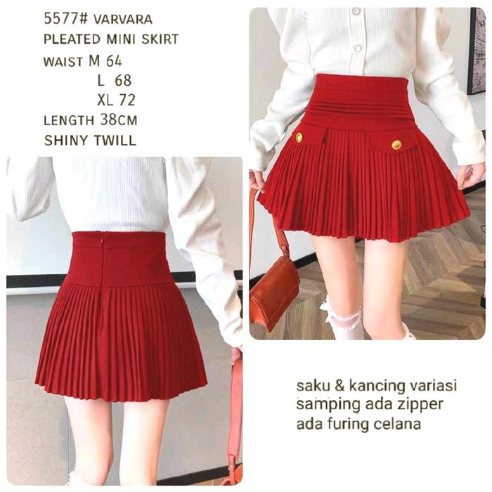 BELIEVE-NEW ROK MINI SKIRT CNY VARVARA PLEATED KATUN TWILL IMPOR M,L,XL E-6760/ROK WANITA KEKINIAN V