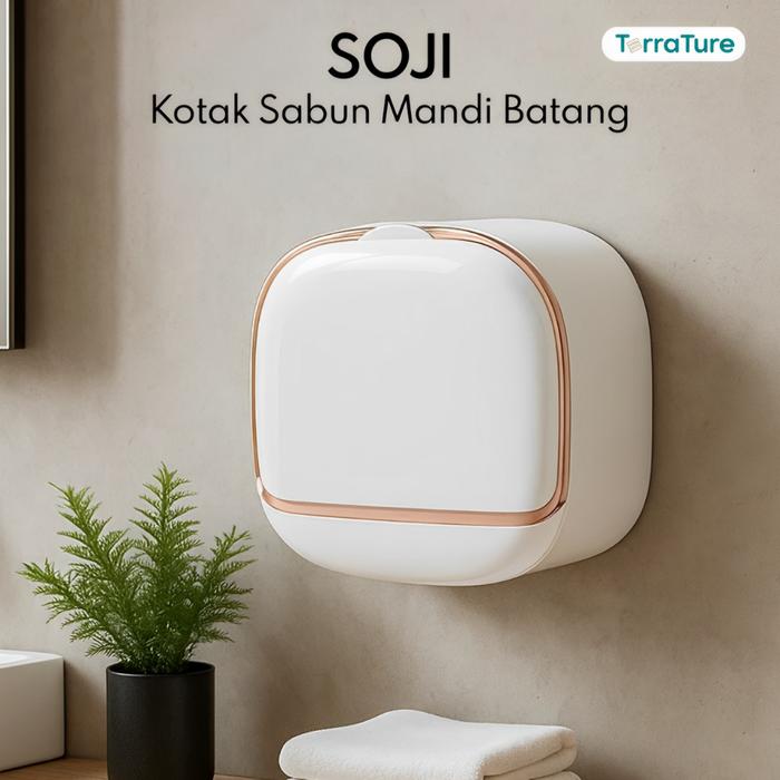 TerraTure Tempat Sabun Batang Estetik Rak Sabun Mandi Tempel Dinding Kotak Wadah Sabun Batang