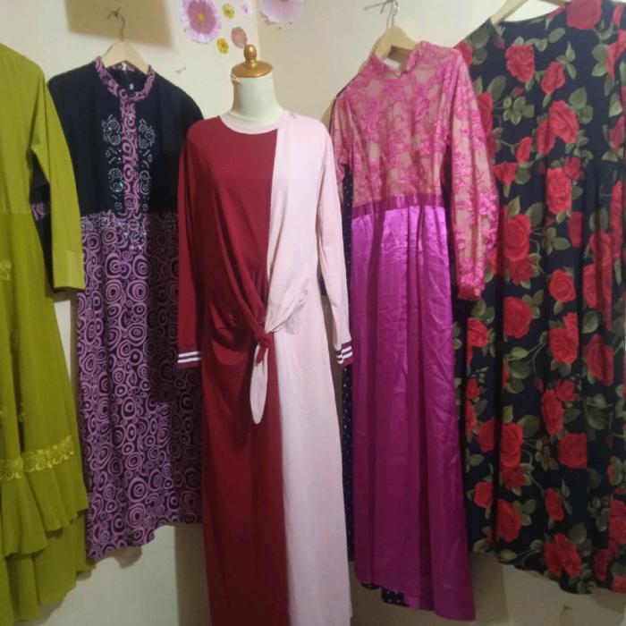 Gamis Muslim Cewek bahan Longgar Dewasa