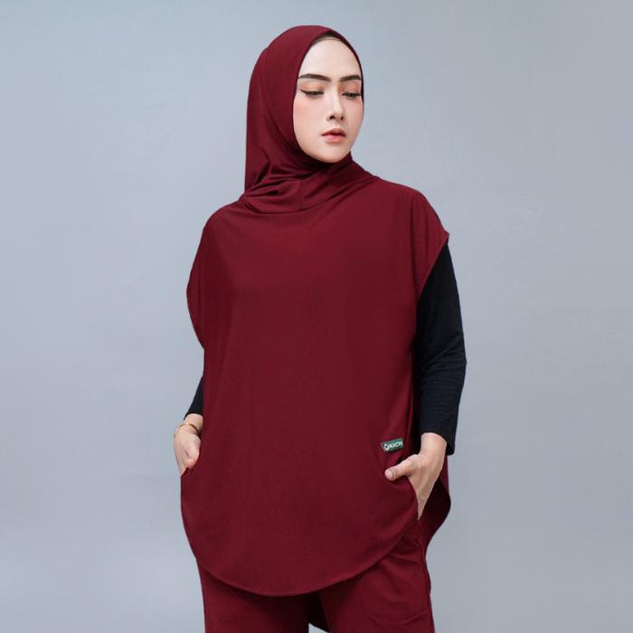 Hijactive - Hijab Outer Sport Hoodie Olahraga Muslimah Menutup Dada Jersey Premium