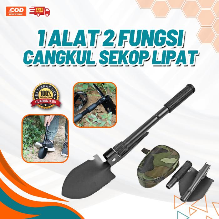 Sekop Cangkul Multifungsi Lipat Portable | Pacul Sekop Lipat Mini Kemah Berkebun